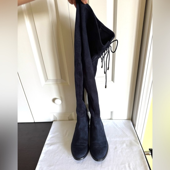 REACTION Kenneth Cole Navy Faux Suede Over knee Boots 6 EUC - Picture 1 of 10